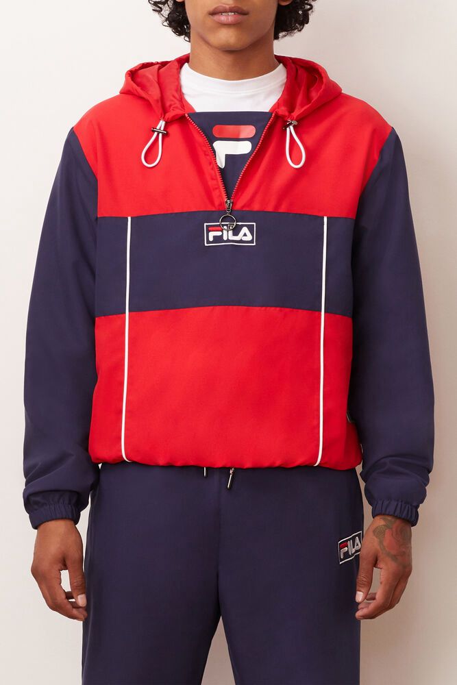 Fila Bunda Panske Europa 1/2 Zips Wind Námornícka Modrá/Červené - RLITN1209